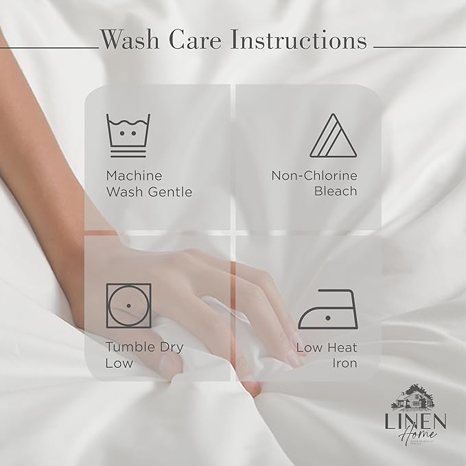 Linen Home 100% Cotton Percale King Size Sheets - Crisp & Cool, Breathable, Deep Pocket Fits 16" Mattress, 4-Piece Set, Long-Staple Combed Cotton, Hotel Bedding, Softer After Each Wash - Silver