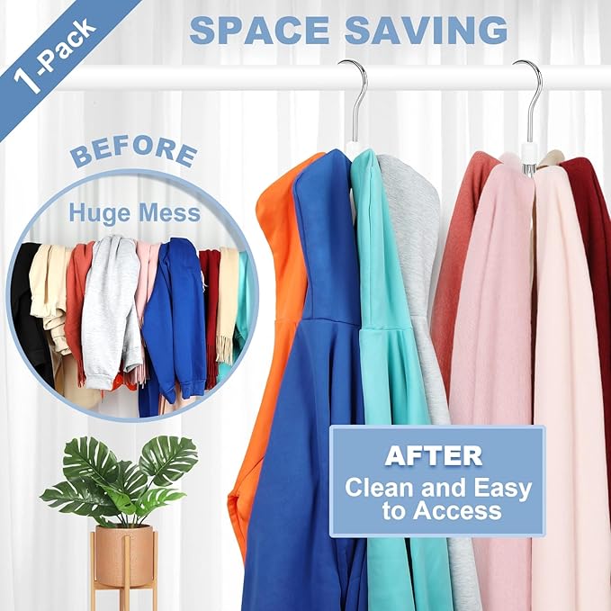 TOPIA HANGER Hoodie Hanger with 6 Cedar Balls, 360°Swivel Purse Hanger, Scarf Hanger, Closet Hooks, Handbag Organizer, Bra Hanger, Accessory Organizers for Scarf, Tanktop, Hat, Hoodie CT56C - Image 3