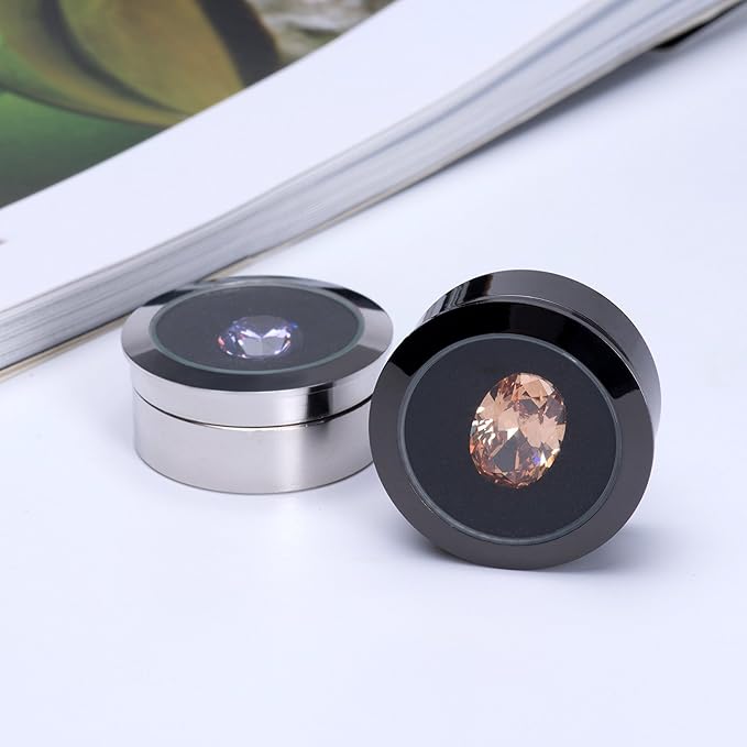 Small Loose Diamond or Gemstone Display Box Case Holder Show Container Metal (Black- 1.3x0.5) - Image 7
