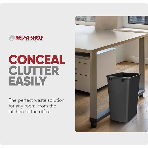 Rev-A-Shelf 2-Pack 35 Quart Polymer Replacement Trash Bin, Recycle Waste Garbage Container for Kitchen Cabinet Pullouts, Black, RV-35-18-2 - Large Plastic Bins for Home and Office - Image 5