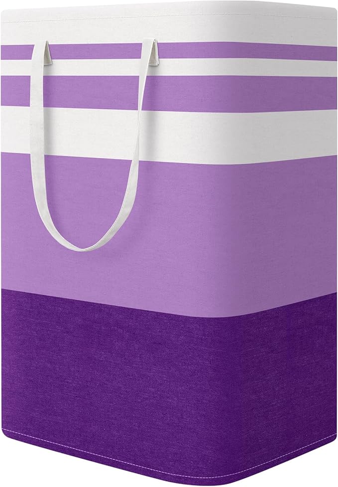 StorageRight Large Collapsible Laundry Basket Hamper with Easy Carry Handles，Freestanding Clothes Hampers for Laundry, Bedroom, Dorm, Towels, Toys, 75L, Purple by StorageRight