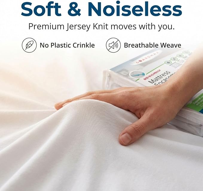 Guardmax Jersey Knitted Mini Crib Size Zippered Mattress Encasement - Waterproof & Bed Bug Proof Mattress Protector - Comfortable, Soft, and Noiseless Zippered Bedding - Dust Mite Proof (24 x 38 x 3)
