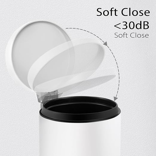 TIPGO Small Trash Can with Lid Soft Close, 4.5 Liters / 1.2 Gallon Bathroom Garbage Can, Mini Step Trash Bin, Stainless Steel Wastebasket for Bathroom, Bedroom, Office (White) - Image 2