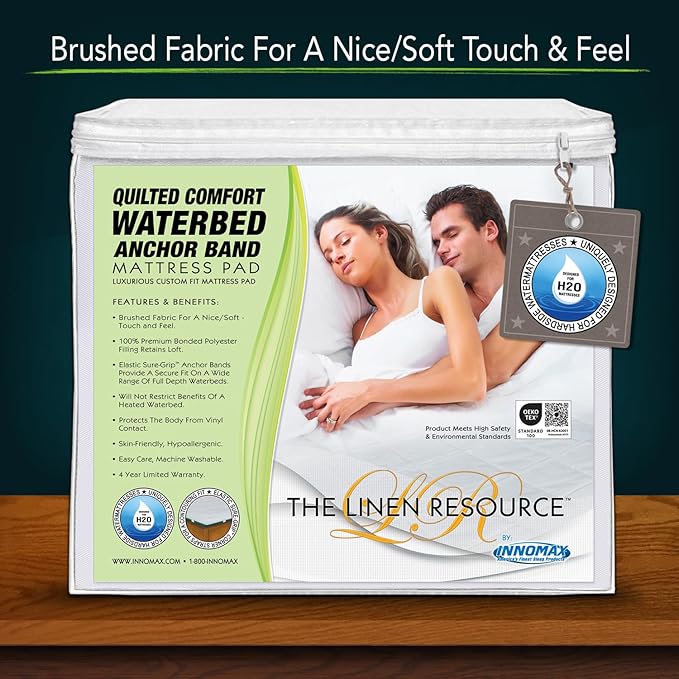 Quilted Comfort Waterbed Anchor Band Mattress Pad - King