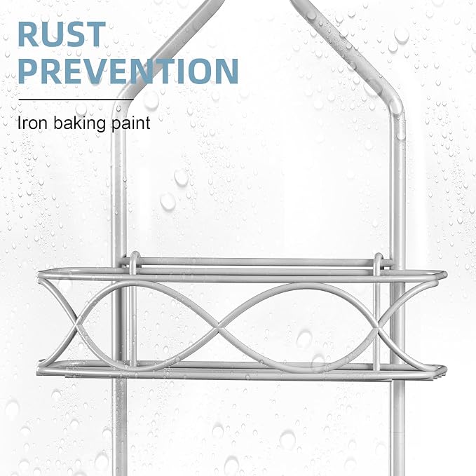 GAOKASE Shower Caddy Hanging 3 Tier with Two Movable Baskets, Grey Shower Caddy with Hooks for Towels, Sponge and More - Image 5