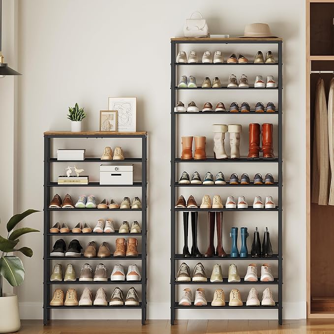 YATINEY 12 Tier Shoe Rack, Large Capacity Shoe Storage Organizer Holds 48 Pairs, Sturdy and Stable, for Entryway, Hallway, Closet, Dorm Room, Rustic Brown SS12BR - Image 8