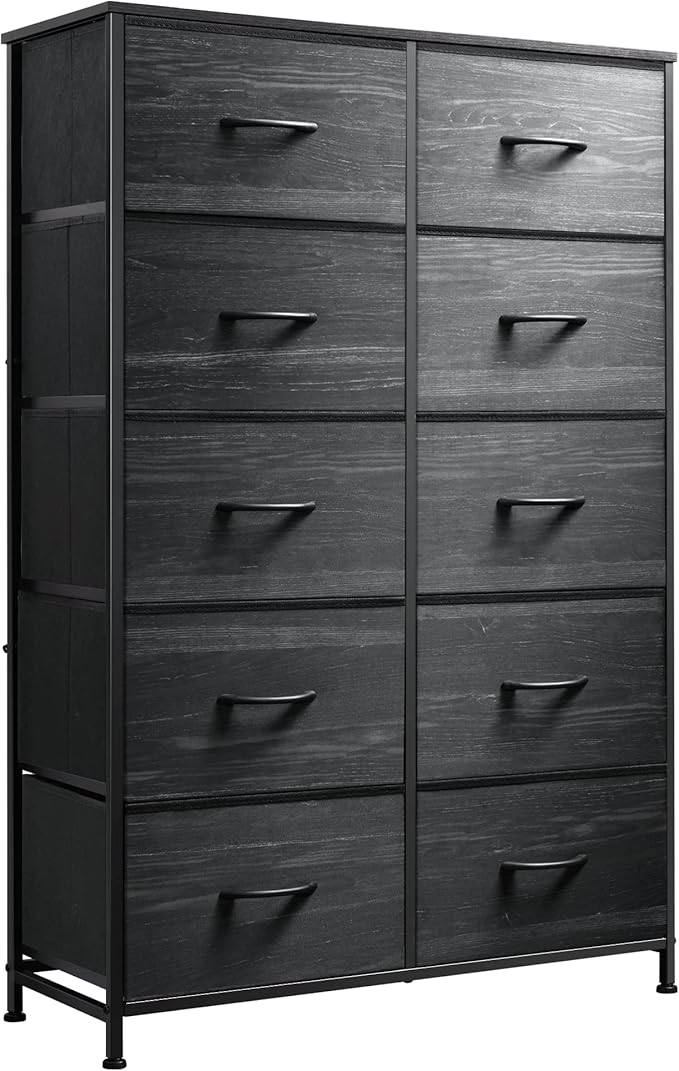 WLIVE Tall Dresser with 10 Drawers, Dressers & Chest of Drawers, Dresser for Closet, Bedroom, Hallway, Living Room, Entryway, Black