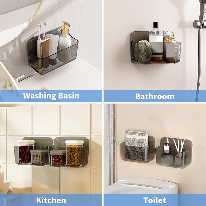 Diesisa 2pc Acrylic Wall Mount Organizer, Adhesive Cabinet Door Organizer,Acrylic Bathroom Shelves for Wall,No Drilling Hang Walls,with Self Adhesive Tape, for Bathroom, Kitchen, Living Room - Image 6