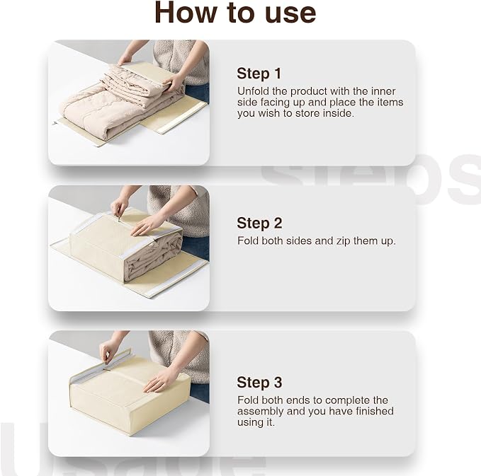 DIMJ Bed Sheet Organizers and Storage 6 Pack - Foldable Sheet Holder for Linen Bedding Storage Box for organization, Sheets Set Holder for Blanke, Towel (King & Queen Size), Beige - Image 4