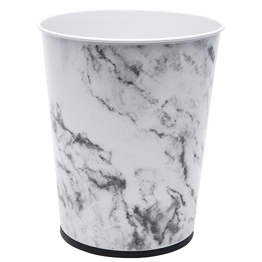 Bath Bliss 5 Liter Small Wastebasket | Round Open Top | Trash Can | Bathroom | Bedroom | Kitchen | Office | Dorm | Disposal Waste Bin | Garbage | Marble by BathBliss