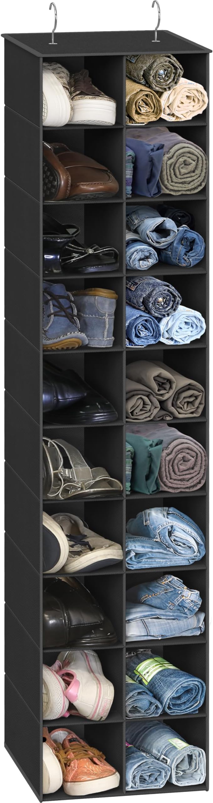 Simple Houseware 20 Section Shelves Hanging Shoes Organizer Holder for Closet, Black by SimpleHouseware