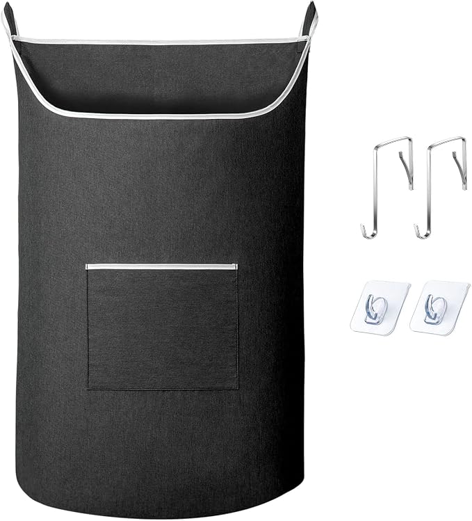 SAVERHO Black Hanging Laundry Hamper Bag, XL Door Hanging Hamper with Large Openging Laundry Hamper Storage Bag Large Size 36X22 Inch (Black) by SAVERHO