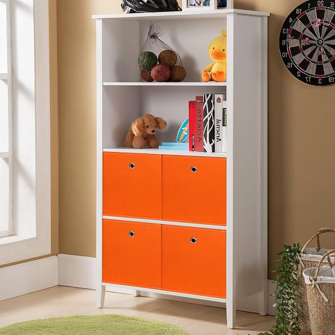 Foldable Storage Cubes Bins ,11 Inch Cloth Storage Cube Fabric Storage Box Cubes Organizer Baskets with Dual Handles for Home Organizer Set of 3 (Orange) - Image 5