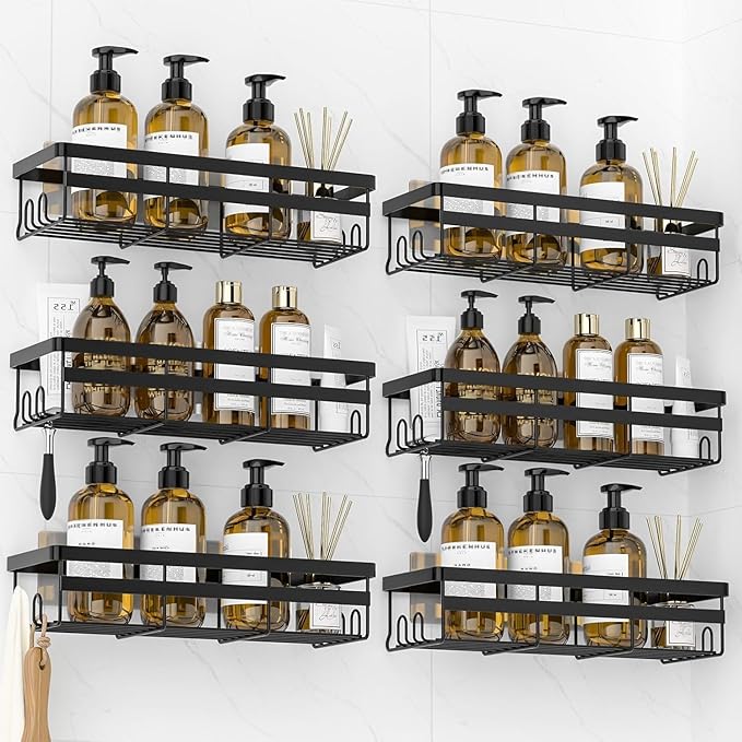 WOWBOX Shower Caddies 6 Pack - Adhesive Hanging Shower Shelf - Bathroom Organizers and Storage, No Drilling Stainless Shower Shelves for Home Decor, Bathroom Accessories (Large) by WOWBOX