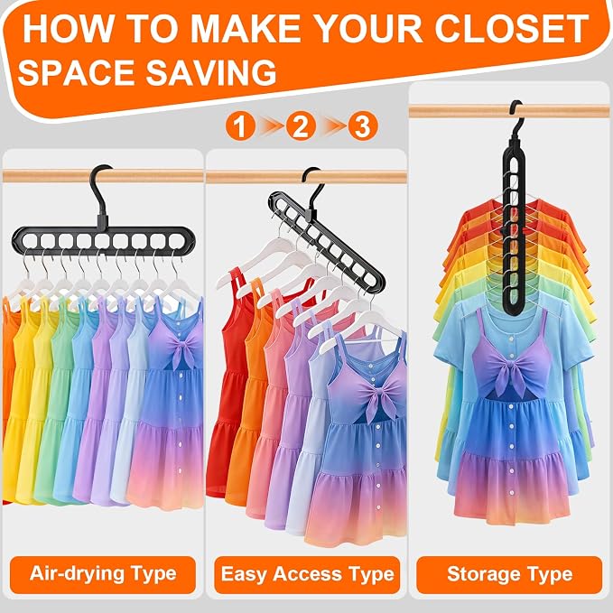 Closet Organizers and Storage, Multifunctional Organization and Storage Home Essentials Magic Space Saving Hangers with 9 Holes for Wardrobe Closet Heavy Clothes - Image 6