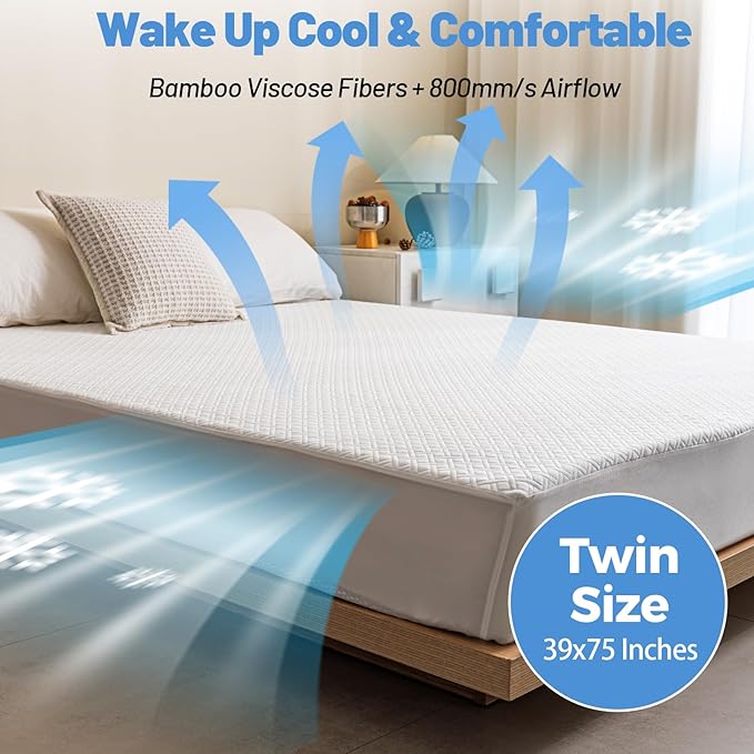 Premium Bamboo Mattress Protector – Twin Size, Waterproof, & Ultra Soft Breathable Noiseless Washable Bed Mattress Cover for Comfort & Protection MC01TWIN-L