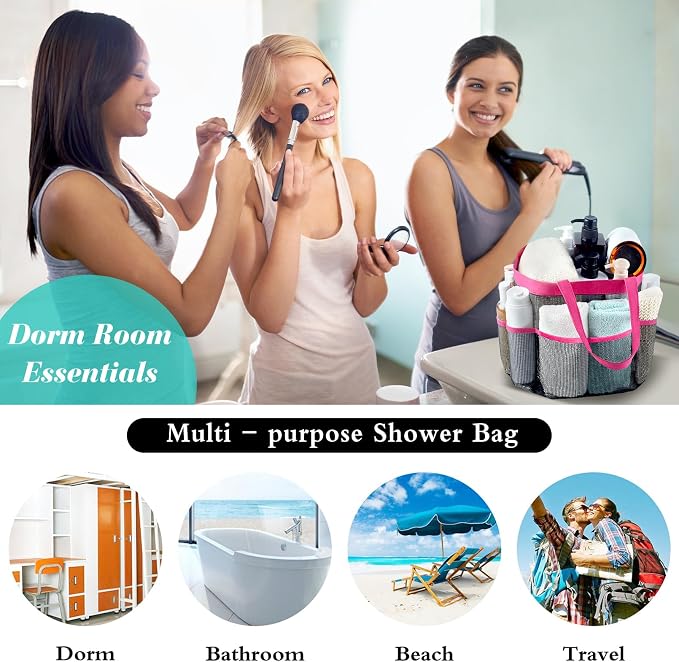 Attmu Mesh Shower Caddy Portable, Quick Dry Hanging Shower Tote Bag for College Dorm Room Essentials, Large Capacity Shower Caddy Dorm for Bathroom Gym Swimming - Image 5
