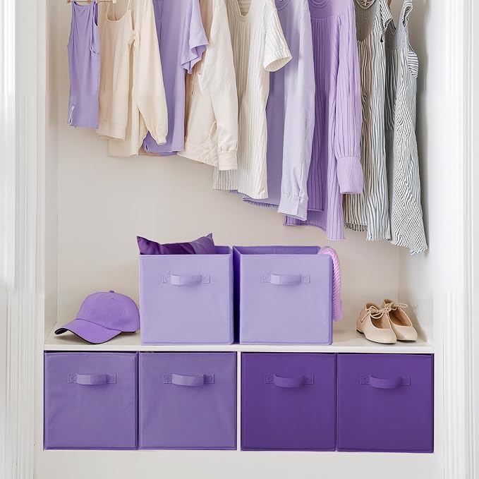 Cupic Cupid 13 Inch Storage Cube, Fabric Cube Storage Bin with Handles, Storage Cube Organizer for Clothes and Toys, Collapsible Cube Bins for Closet, Shelves, Nursery, 6-Pack, Purple Gradient - Image 4