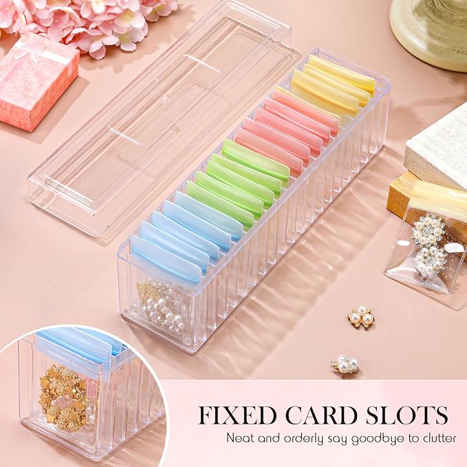 Kenning 63 Pcs Acrylic Jewelry Case Organizer, Clear Jewelry Organizers Holder with Portable Anti Tarnish Storage Bags for Rings, Earrings, Necklaces, Ideal Gifts for Women (Four Color Mixture) - Image 5