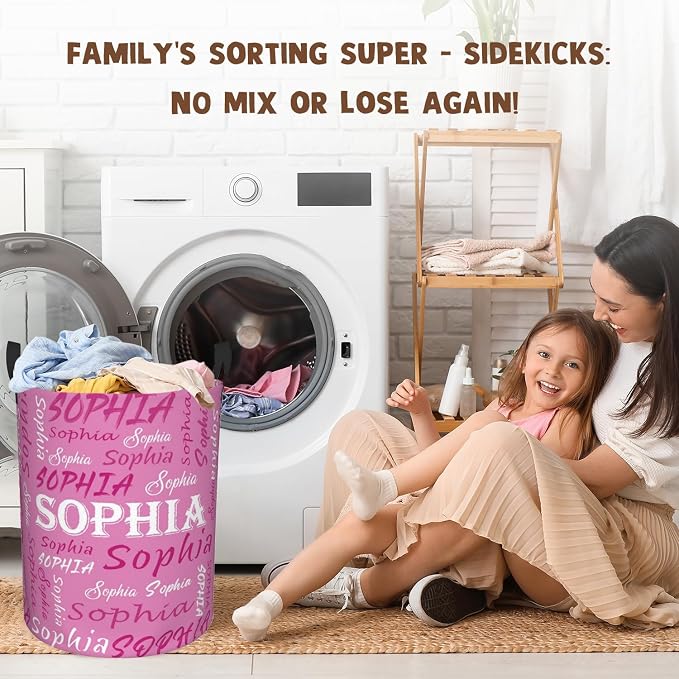 Custom Name Laundry Hamper, Personalized Laundry Basket with Name for Baby Boys Girls, Customized Collapsible Dirty Clothes Hamper Storage with Handles for Bedroom Bathroom Dorm Room Decor - Image 6