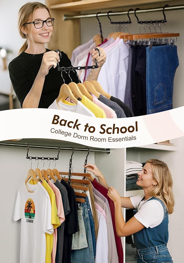 HOUSE DAY Closet Organizers and Storage 12 Pack, College Dorm Room Essentials, Multifunctional Organizer Magic Space Saving Hangers with 5 Holes, Storage Organization for Wardrobe Closet - Image 4