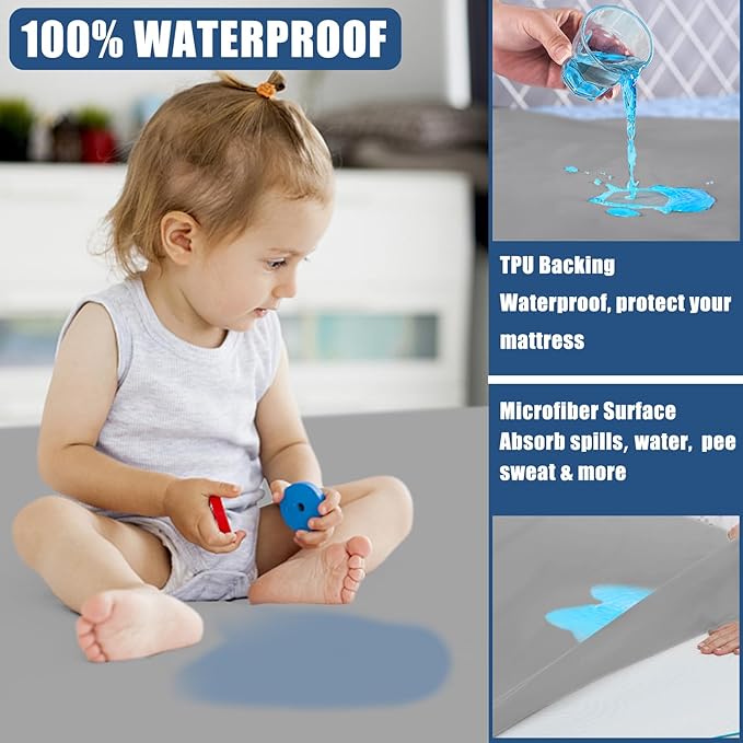 Waterproof Mattress Protector Twin Size, Breathable Mattress Cover, Fitted Deep Pocket Mattress Pad Cover Stretches up to 21 Inches, Soft Noiseless Bed Cover