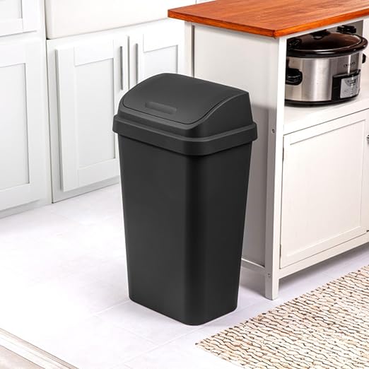 Sterilite 16-Pack Swing Top Wastebasket, Sleek Square Profile Trash Can, 13 Gallon, Black - Modern Garbage Bin for Kitchen, Bathroom, Garage and Workspace, Fits 13 Gal Liners - Image 6