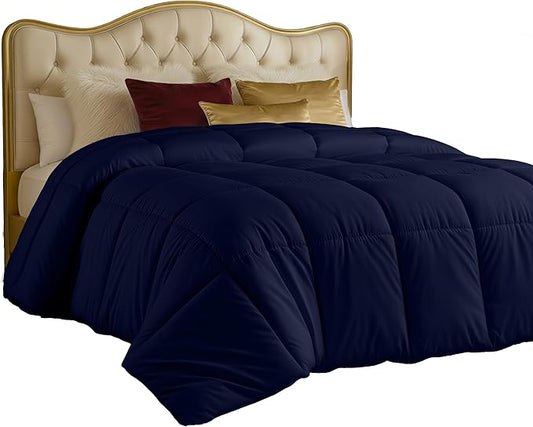 Utopia Bedding Comforters Twin Size, All Season Duvet Insert, Down Alternative Box Stitched Bed Comforter with Corner Tabs, Machine Washable (Navy)