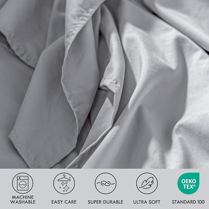 ClevaHome Full Size Sheet Set - 6 Piece Soft Breathable Luxury Bed Sheet Set - Shrinkage & Fade Resistant Embroidered Bedding Sheet with 14-inch Deep Pocket, 2 Extra Pillowcases (Full, Misty Grey)