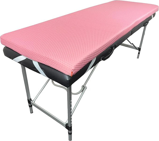 Lash Bed Foam Topper – 2.5 Inch Thick Memory Foam Massage Table Pad with Corner Straps & Anti-Slip Base, Comfortable Spa or Facial Bed Topper for Lash Extensions & Salon Use – Pink
