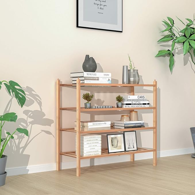 Dranixly Shoe Rack, 2-Tier Bamboo Stackable Shelf Storage Organizer, Stand for Closet, Entryway, Hallway, Bathroom and Living Room（Natural） - Image 7