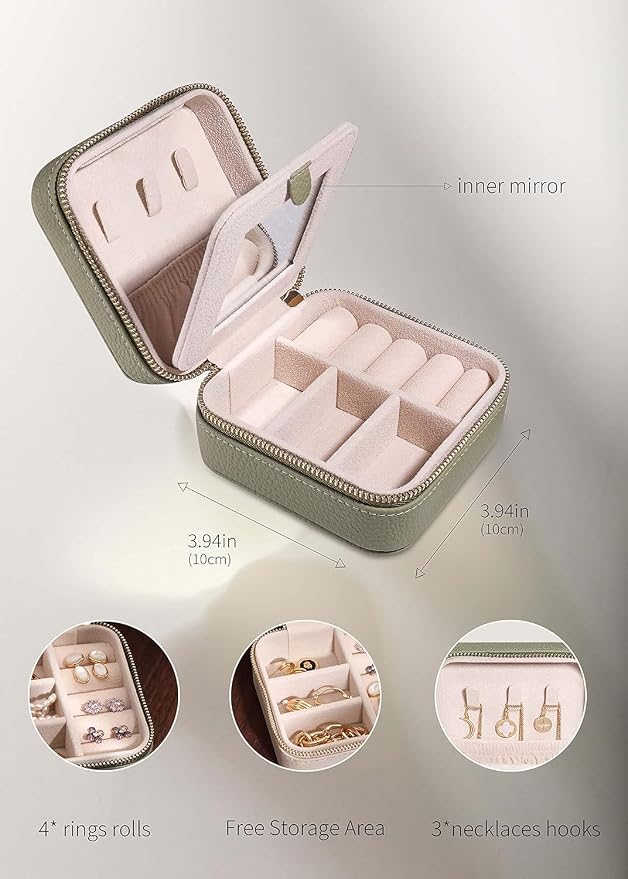 S.Leaf Initial Travel Jewelry Case Jewelry Boxes for Women Small Jewelry Box Travel Jewelry Box Jewelry Gift Boxes Jewelry Travel Case Jewelry Organizer Box Portable Travel Jewelry Case Letter W - Image 4