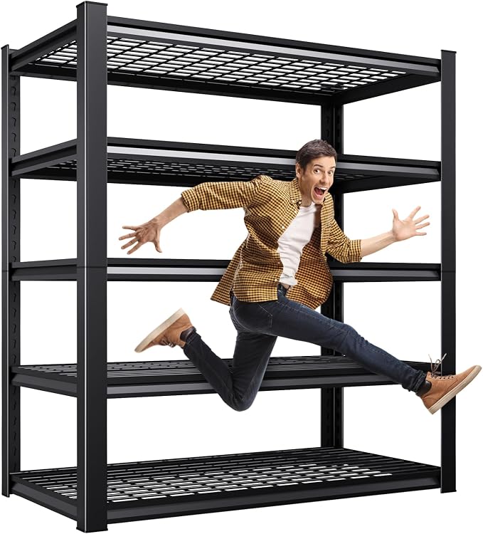 Storage Shelves, 2500lbs Garage Shelving,Adjustable Heavy Duty Shelving Unit,5T Tall Garage Shelves，Metal Standing Shelf Units,Utility Rack For Kitchen Warehouse Industrial Basement 72*36*16 by KORVENA