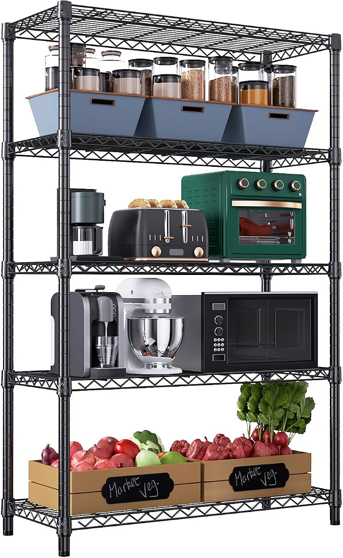 M MZG 1750 lbs Steel Storage Shelving 5-Tier Utility Shelving Unit Steel Organizer Wire Rack for Home,Kitchen,Office,Garage, 1750 LBS Capacity 17.7" D x 47.2" W x 72.3" H by MEIGAOPLASTICANDMETALHKCOLIMITED