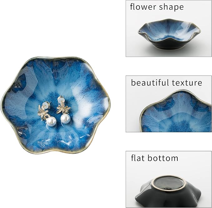 Jewelry Dish Tray, Ring Dish, Ceramic Trinket Tray, Key Bowl, Decorative Plate, for Friends Sisters Daughter Mother (Starry Blue) - Image 6