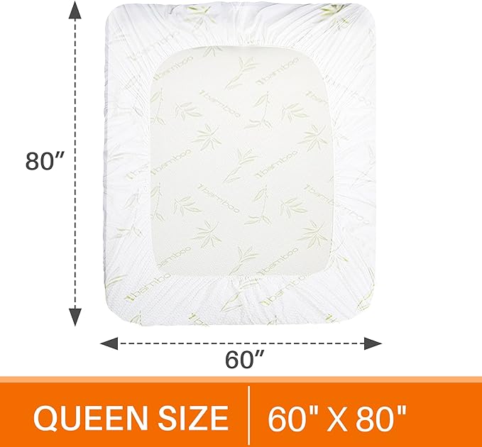 Cheer Collection Bamboo Mattress Protector - Highly Absorbent 100% Waterproof Incontinence Pad for Elderly Adults, Children and Pets - Queen