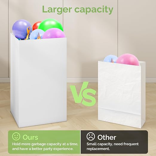 Magicheap 4 Pack Extra Large Disposable Trash Cans, Reusable Portable Garbage Can, 13 Gallon (21.6" H x 13.5" W x 10" D), Extra Thick Recycled Cardboard Portable Garbage Can and Recycling Bins,White - Image 3