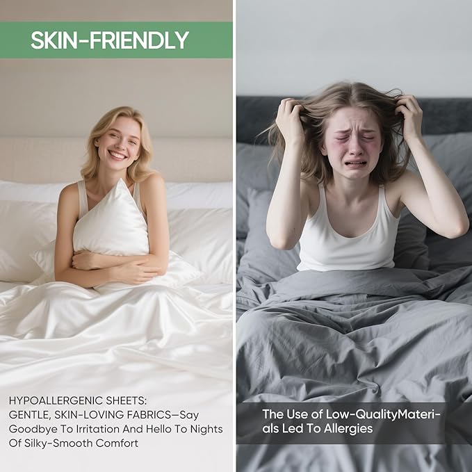 Luxury Organic Tencel & Viscose from Bamboo Cooling Sheet Set,Silky Soft Lyocell Sheets with Deep Pocket, Hypoallergenic & Breathable Bedding with Pillowcases (White, California King)