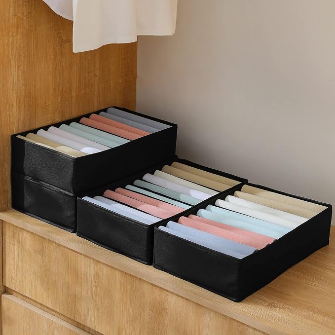 Qozary 4 Pack Drawer Organizers for Clothing, 10 Grids Foldable Dresser Drawer Organizers, Clothes Organizer for Folded Clothes, T-shirt, Tank Tops, Camisoles, Underwear, Leggings, Baby Clothes - Image 3