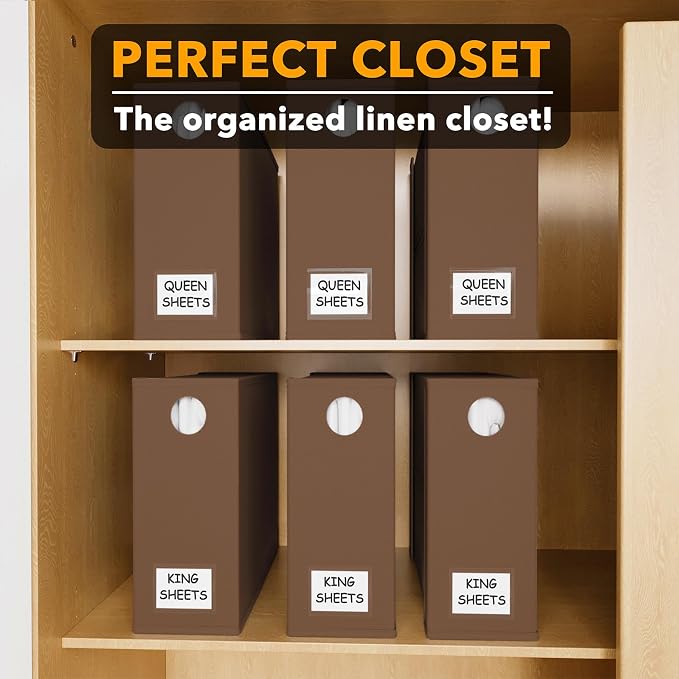 SpaceAid 6 Pack Bed Sheet Organizers and Storage, Foldable Sheet Organizer with Window for Linen Closet, Set Folder Keeper for Queen & King Size Bedding Storage (Brown) - Image 5