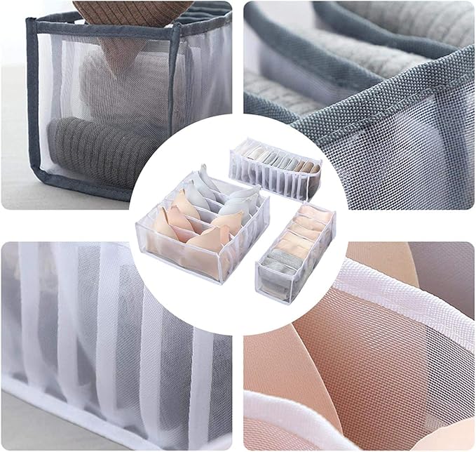 Underwear Organizer, 3 Set Foldable Bra Underwear Organizer Drawer Divider Storage Organizer for Underwear, Socks, Ties, Bras, Women Underwear Storage Compartment Box (White) - Image 5
