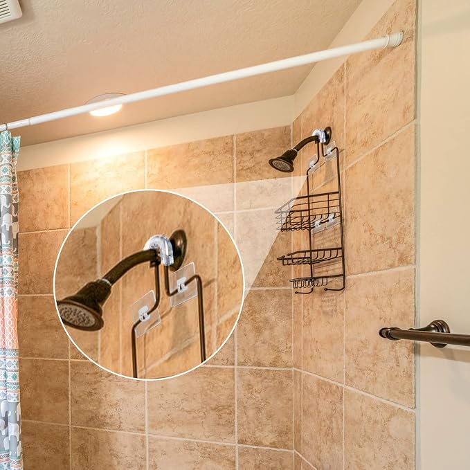 Tondiamo 6 Pieces Bathroom Shower Caddy Connectors Shower Caddie Easy to Attach with 3 Pieces Rubber Rings Bathroom Decor and Replacement (Adhesive Sticker Hooks) - Image 5
