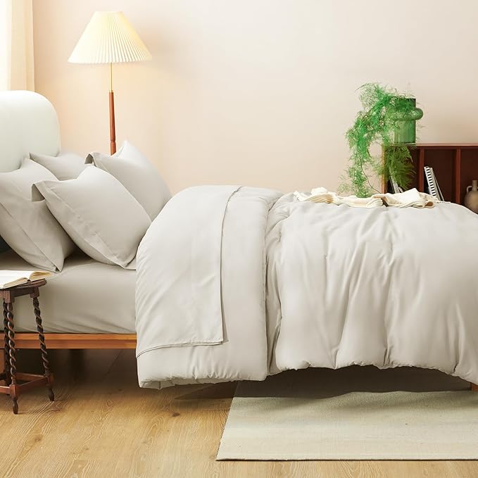CozyLux Full Size Comforter Sets Beige, 7 Pieces Bed in a Bag Full Comforter Set with Sheets, Luxury Soft Bedding Set with Down Alternative Comforter, Fitted Sheet, Flat Sheet, Pillowcases & Shams