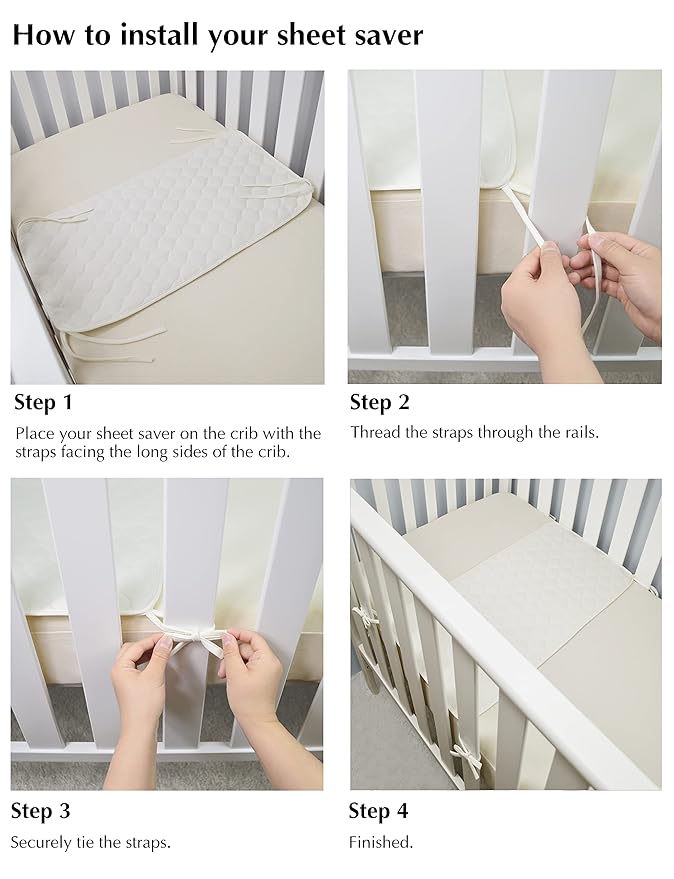 TL Care Waterproof Quilted Sheet Saver Cover Made with Organic Cotton Top Layer, Natural Color, 2 Pack