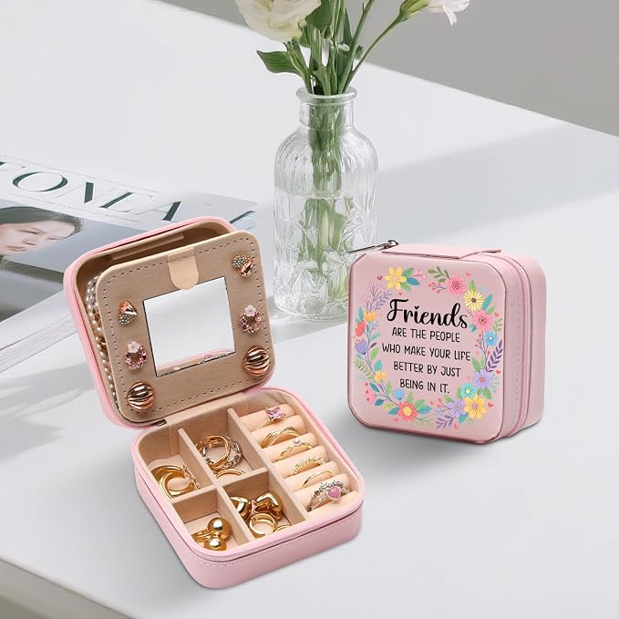 GAOLZIUY Friendship Gifts for Women Jewelry Box, Friends Make Life Better Jewelry Case, Best Friends Gift for Birthday, Valentines Day for Bestie, BFF, Her - Image 8