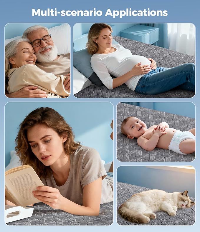 Waterproof Mattress Protector Queen Size, Soft Breathable Mattress Pad with Deep Pocket 8"-21", Noiseless 3D Air Fabric Cooling Mattress Cover for Bed, Machine Washable, Grey