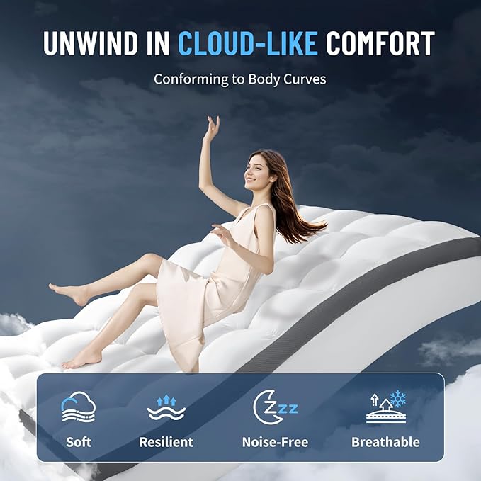 4 Inch Mattress Topper King Size - 2000 GSM Pillow Top Memory Foam Mattress Topper Extra Thick Support for Back Pain Relief,Breathable Cover with 6"-18" Deep Pocket (King,78"x80")