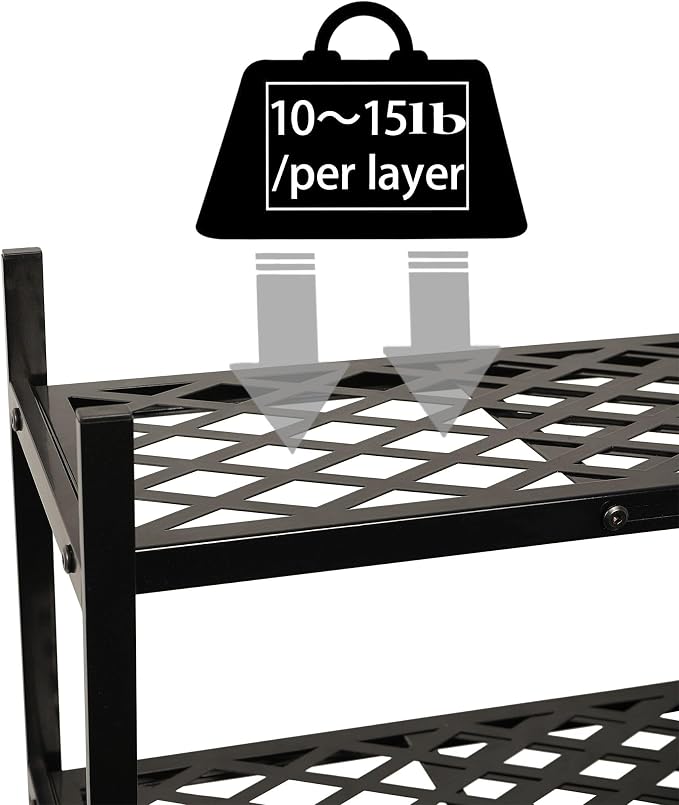 Shoe Rack, 4-Tier Long Shoe Rack, Stackable Shoe Storage Organizer Expandable Shoe Shelf Stand, Holds up to 25-30 Pairs of Shoes for Entryway, Garage, Front Door Entrance, Metal,45.6in Black - Image 8