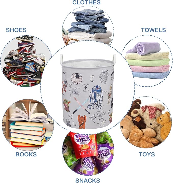 Room Nursery Decor,Baby Laundry Large Hamper Foldable With Waterproof Pe Coating,Dirty Clothes Basket Featuring The Child,Bedroom,Bathroom Set,Toy Bin,Boys and Girls Birthday Gifts (round) - Image 5