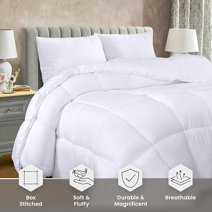 Utopia Bedding California King Comforter Duvet Insert, Quilted White Comforter with Corner Tabs, Box Stitched Down Alternative Comforters California King Size 96 x 102 inches
